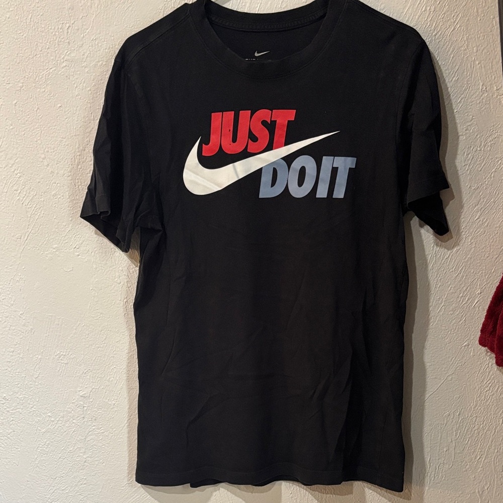 Nike Black T-Shirt with Red and Blue Graphic